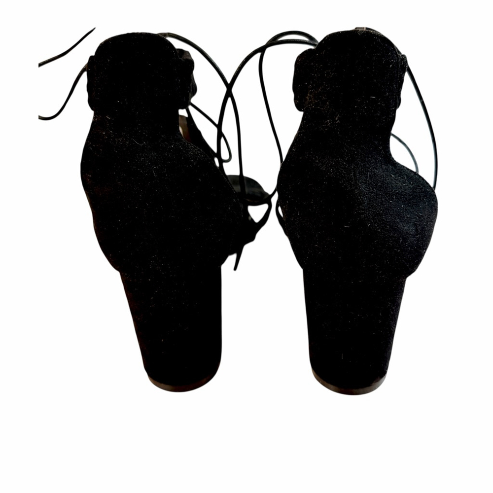 Cape Robbin Black Lace Up Braided Strap Block Heel Sandals Women’s Size 9 - Picture 4 of 11